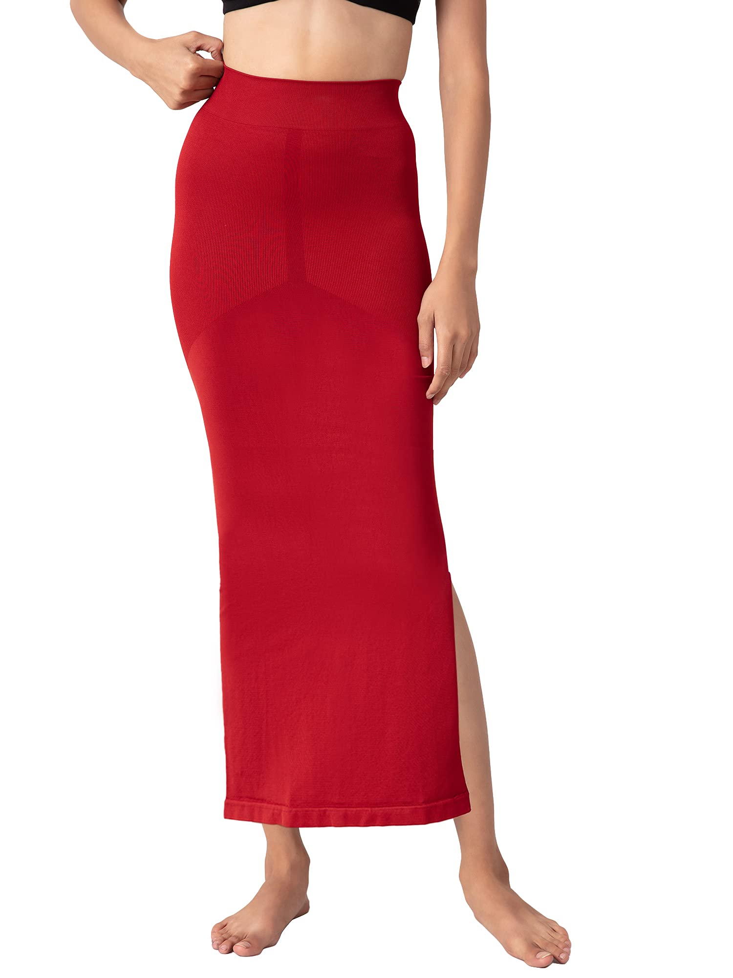 Nykd Seamless Spandex Saree Shapewear For Women Petticoat/Peticote Saree Shapewear, Nysh01, Red(Dalhia), Xxl, 1N