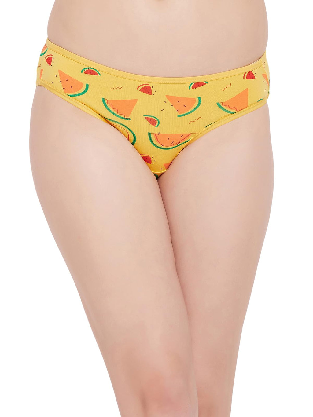 Clovia Womens Cotton Low Waist Tutty Fruity Print Bikini Panty (PN2568A02_Yellow_XXL)