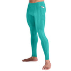 CompressionZ Men's Compression Pants Base Layer Running Tights Mens Leggings for Sports (Green w/Pockets, L)