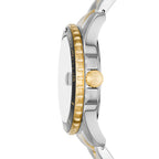 Fossil Men's Blue Quartz Stainless Steel Three-Hand Watch, Color: Two Tone/Black Taper (Model: FS6031)