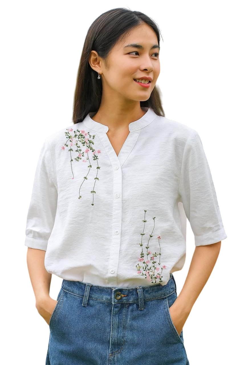Litzo Shirts For Women  Korean Style Short Sleeve Button Down | Regular Fit Western Latest Stylish Office Wear Tops Women (L-99-