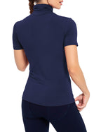 Ladies Turtle Neck Tops for Layering Navy Blue X-Large
