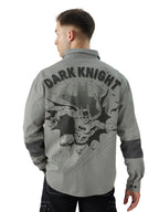The Souled Store Official Batman: Dark Knight Returns Men and Boys Long Sleeve Collared Neck Button Front Grey Garphic Print Ove