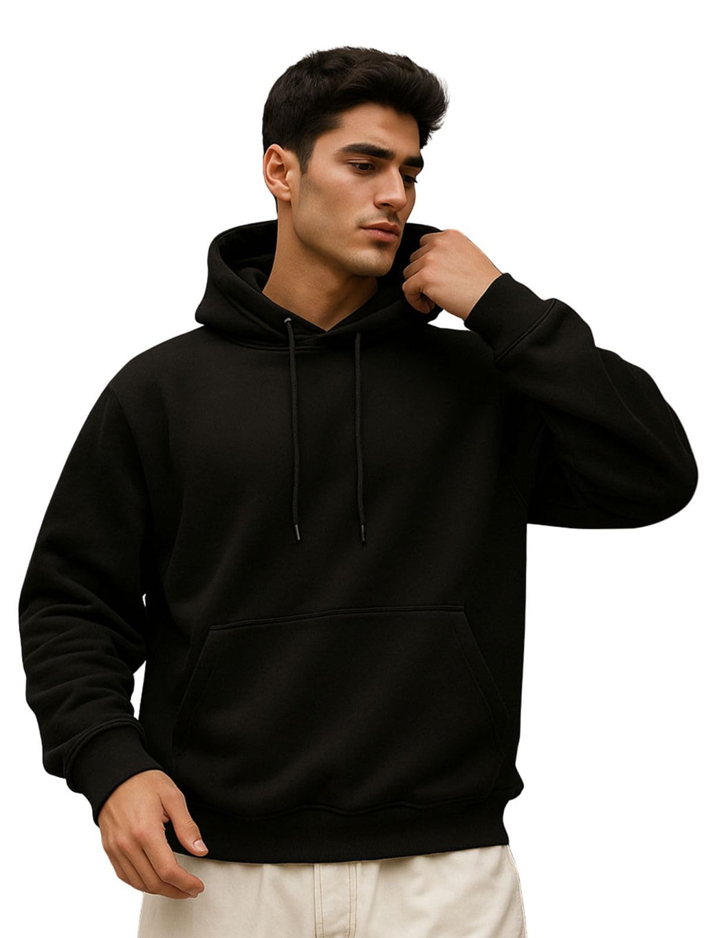 Veirdo Men's Cotton-Poly Fleece Hoodie 280 Gsm Regular Fit Solid Sweatshirt