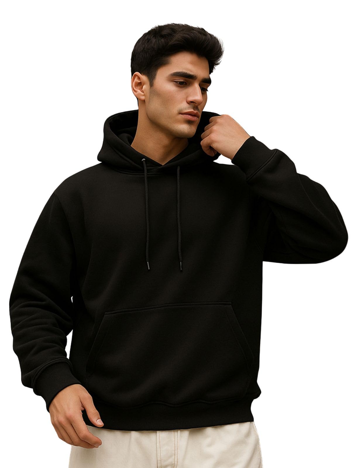 Veirdo Men's Cotton-Poly Fleece Hoodie 280 Gsm Regular Fit Solid Sweatshirt
