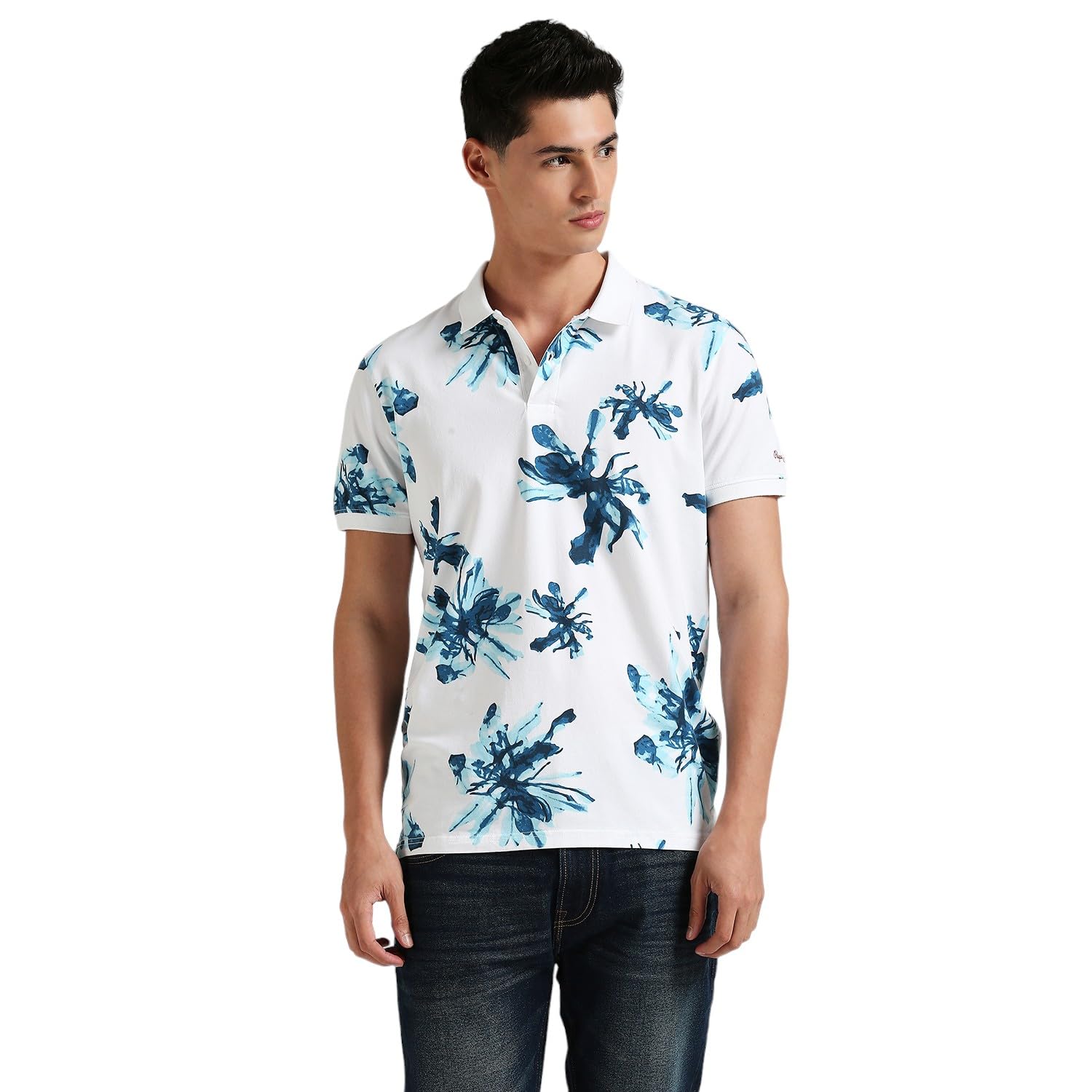 Pepe Jeans MenS Floral Regular Fit T-Shirt (Pm542195_White