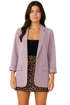 Kotty Womens Soild Regular Fit Full Sleeve Formal -Casual Blazer(Purple,L)