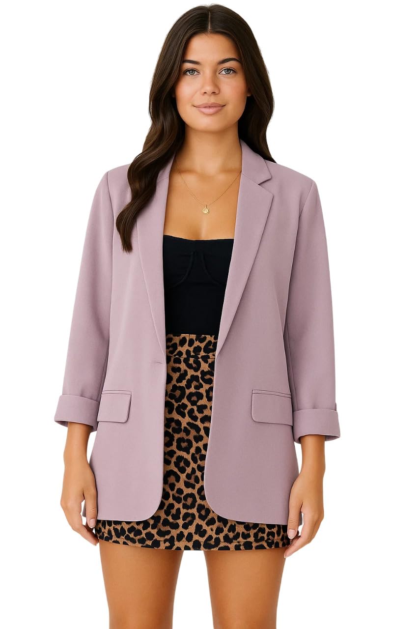 Kotty Womens Soild Regular Fit Full Sleeve Formal -Casual Blazer(Purple,L)