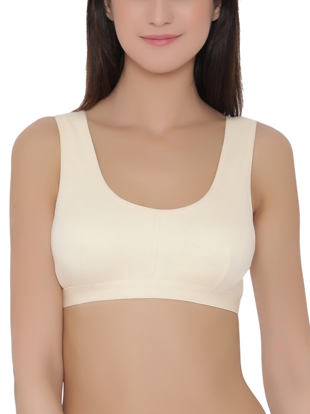 Clovia Womens Cotton Non-Padded Non-Wired Bra (Br1305P24_Beige_L)