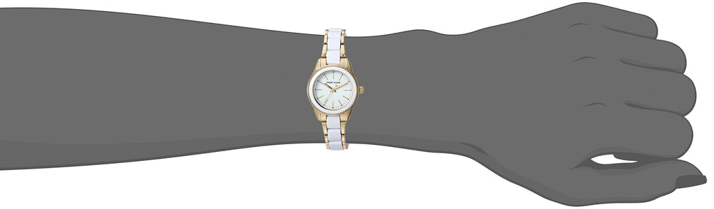 Anne Klein Women's AK/3212WTGB Gold-Tone and White Resin Bracelet Watch