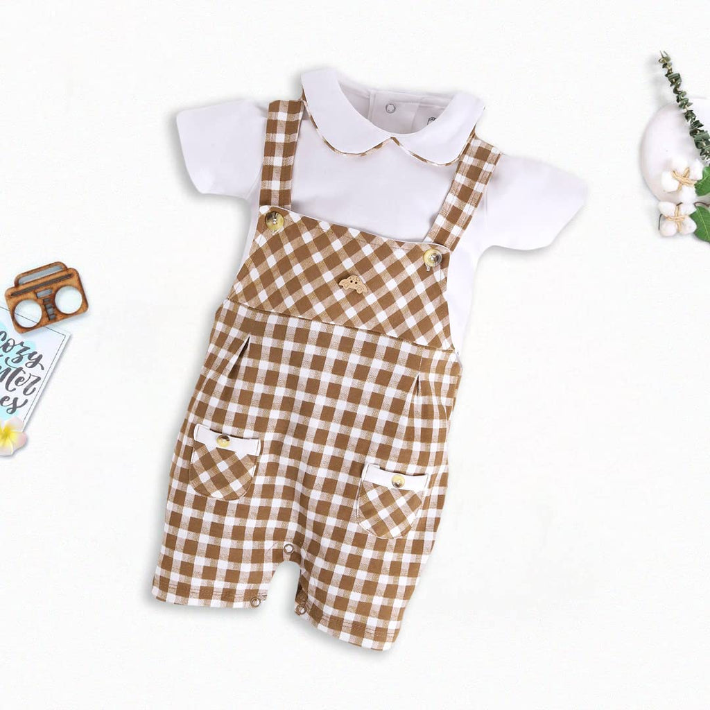 BABY GO 3-6M/6-12M/12-18M/18-24M Half Sleeves 100% Soft Cotton Dungaree for Baby Boys