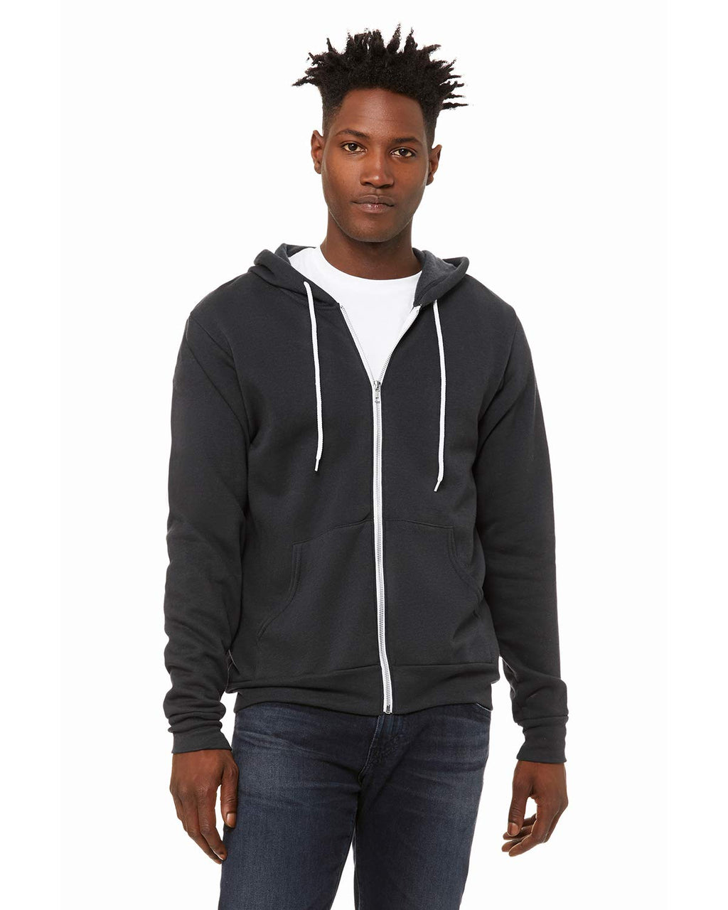 Unisex Sponge Fleece Full-Zip Hooded Sweatshirt - ASPHALT - 2XL(D0102H7WMET)