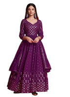 Fashion Basket Women'S Anarakali Kurta With Dupatta Set (Purple)