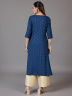 Libas WomenS Viscose Rayon Yoke Design Straight Kurta (26972R Blue
