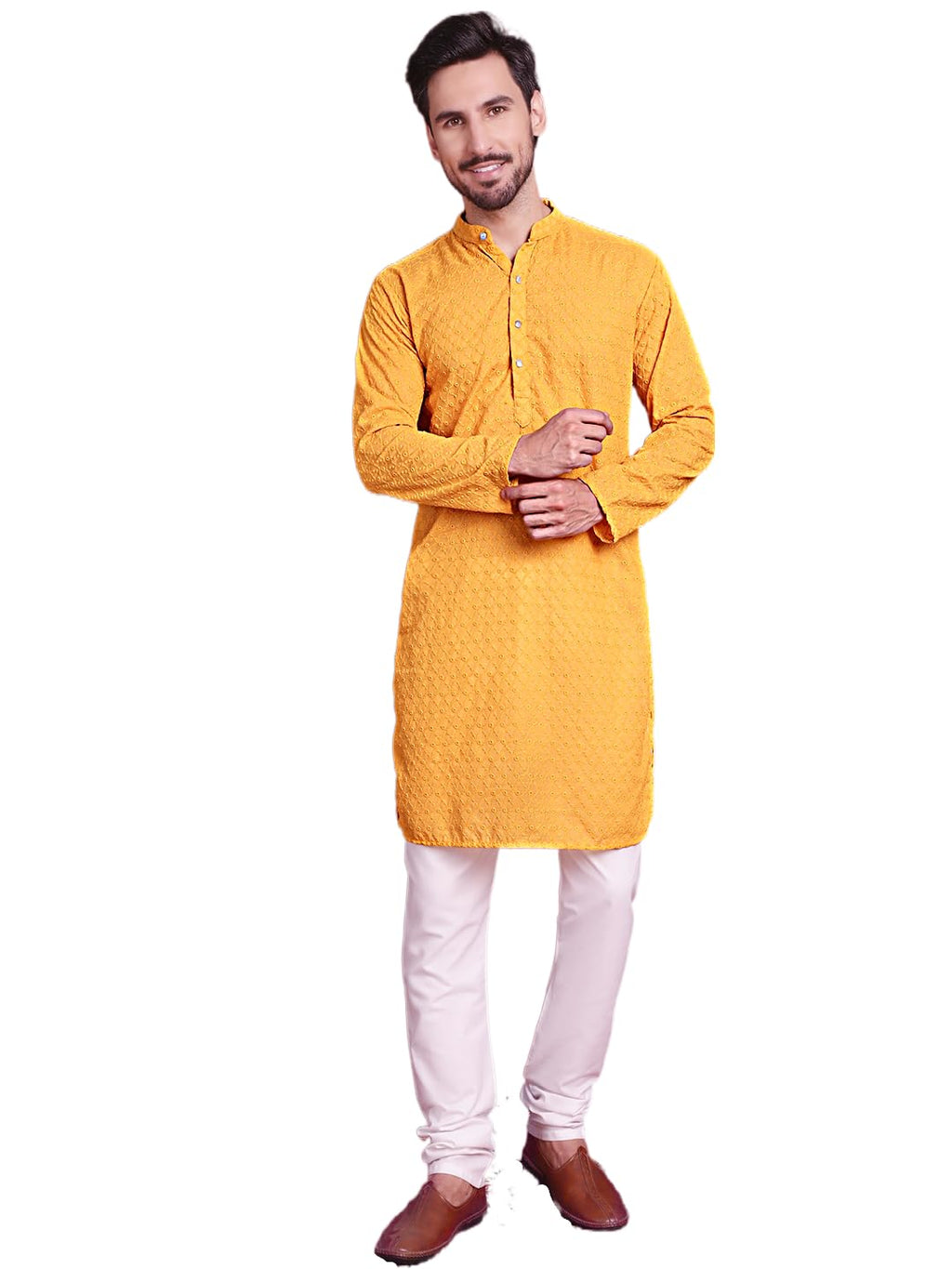 Jompers Mens Chikankari Pure Cotton Kurta Pyjama Set