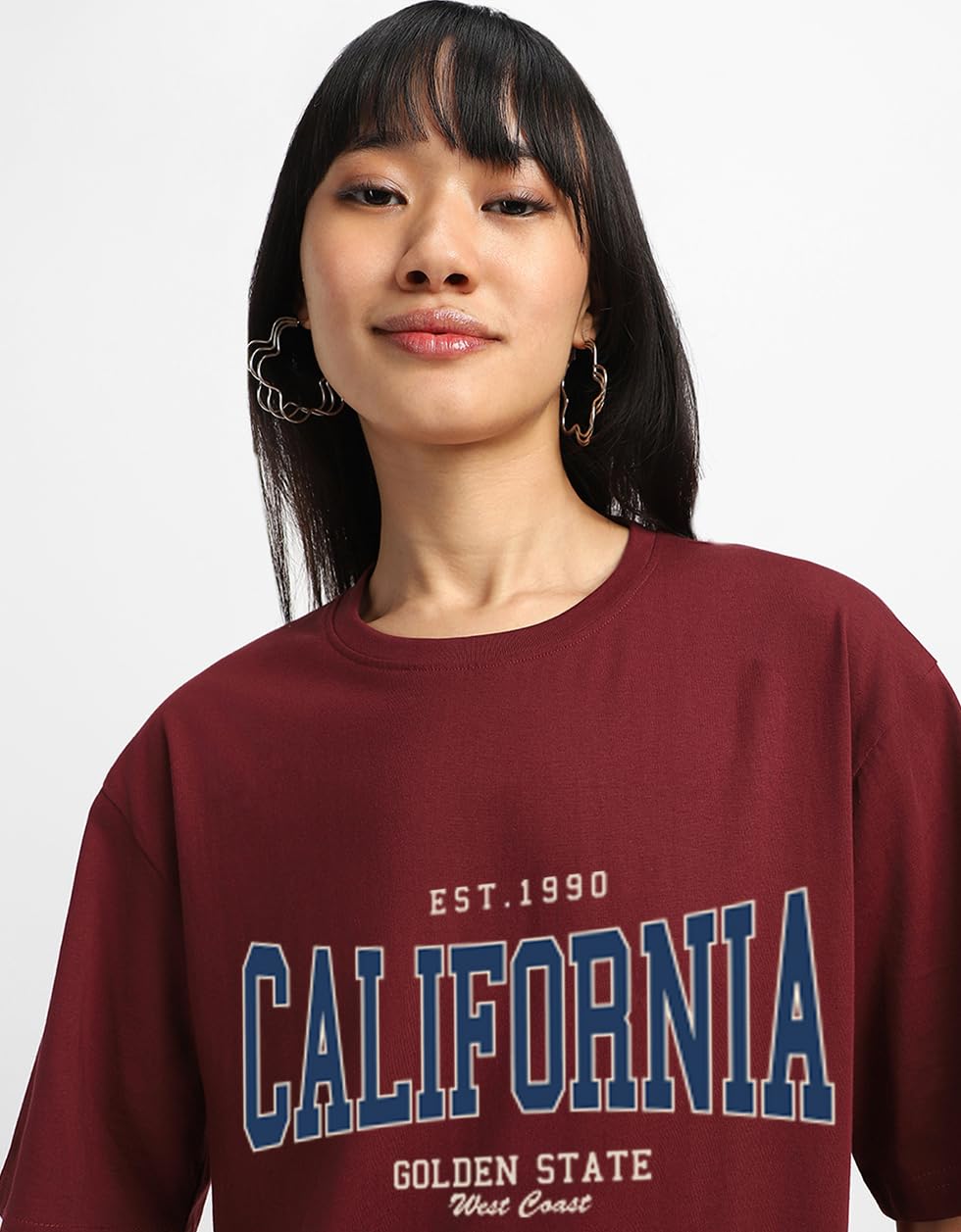 Juneberry Round Neck Drop Shoulder Round Neck Black & White Graphic Printed Pure Cotton Oversized Baggy Fit Half Sleeve T-Shirt