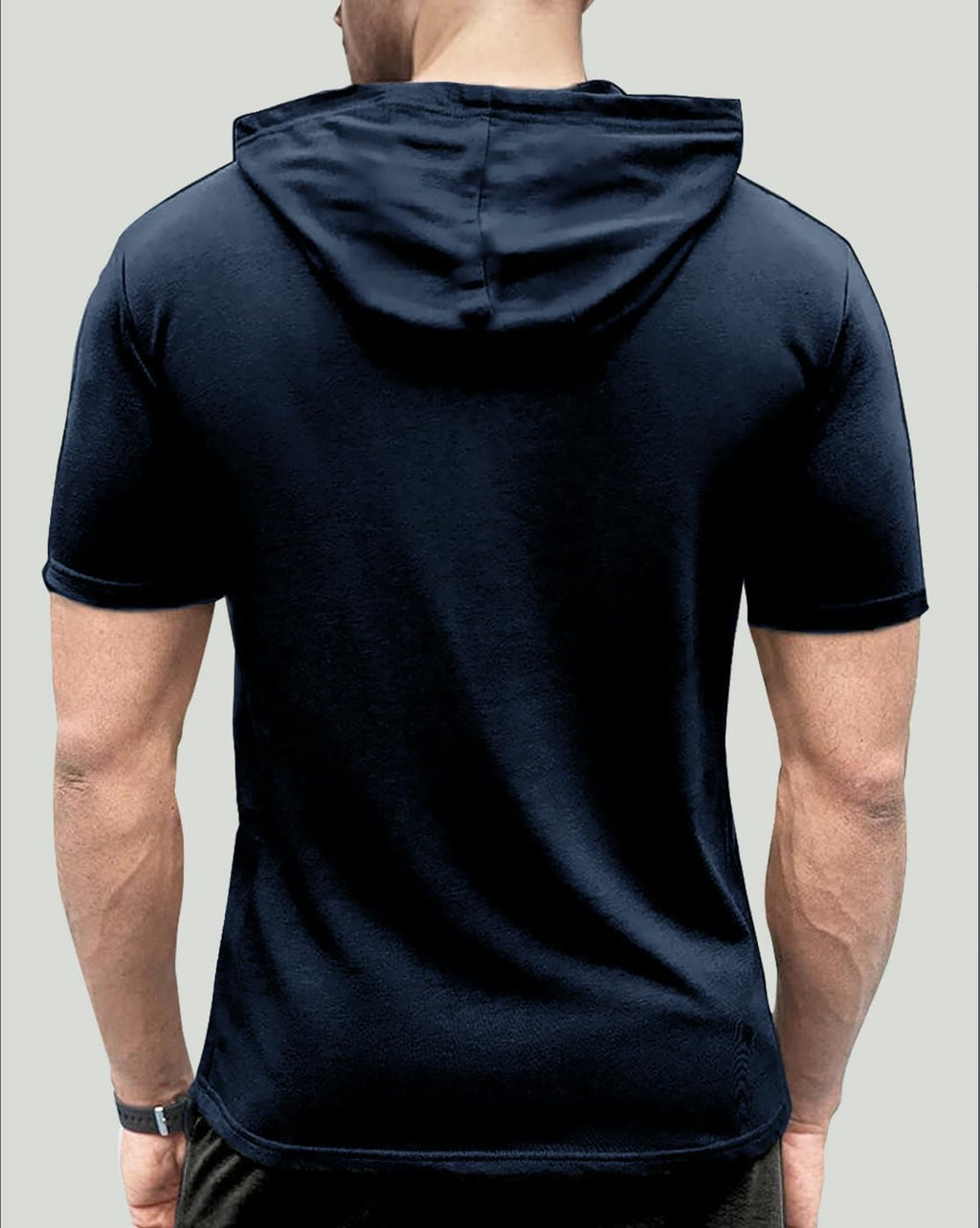 Noble Monk MenS Regular Fit Hoodie |Half Sleeves |Hooded Neck T-Shirt For Men Navy Blue