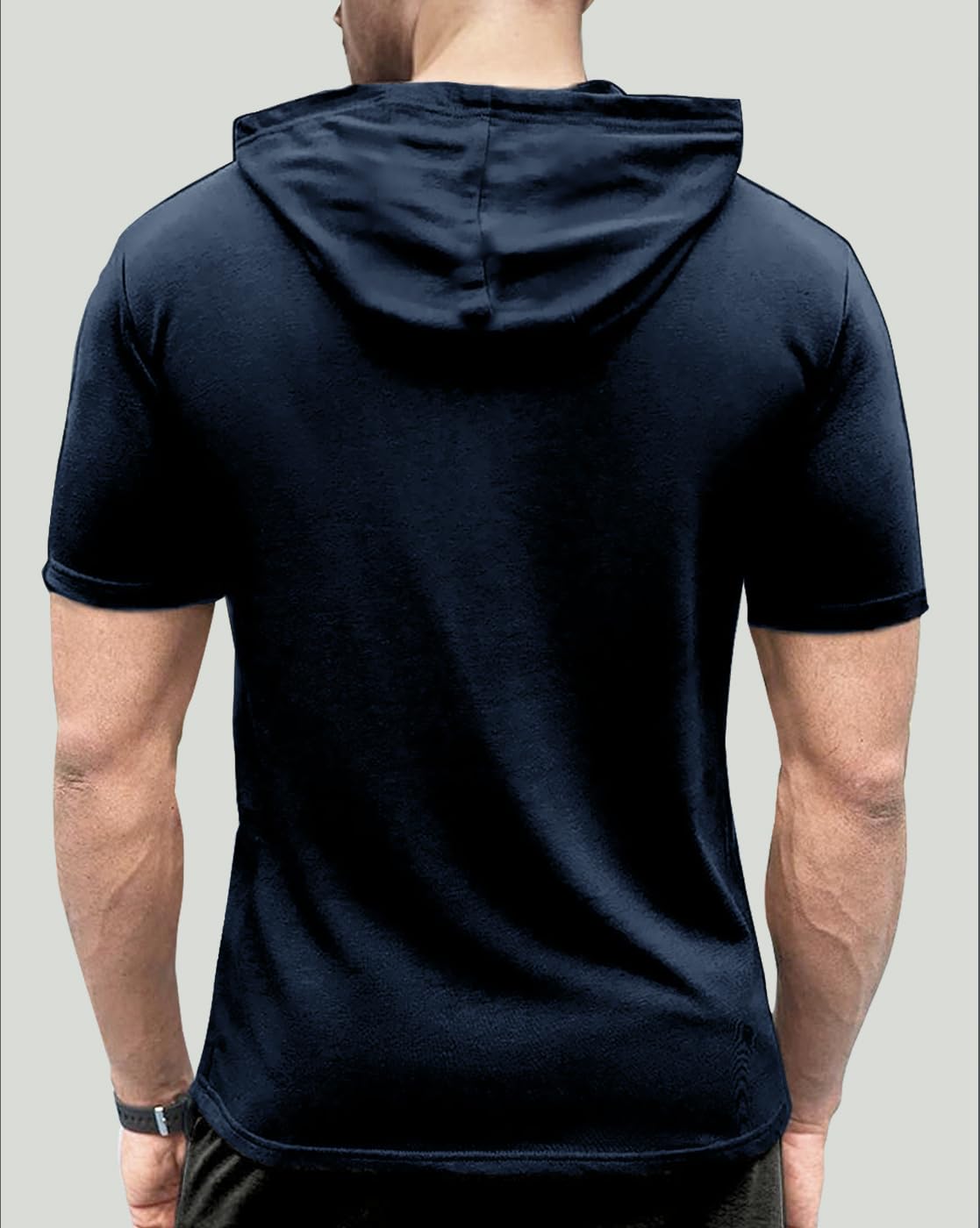 Noble Monk MenS Regular Fit Hoodie |Half Sleeves |Hooded Neck T-Shirt For Men Navy Blue