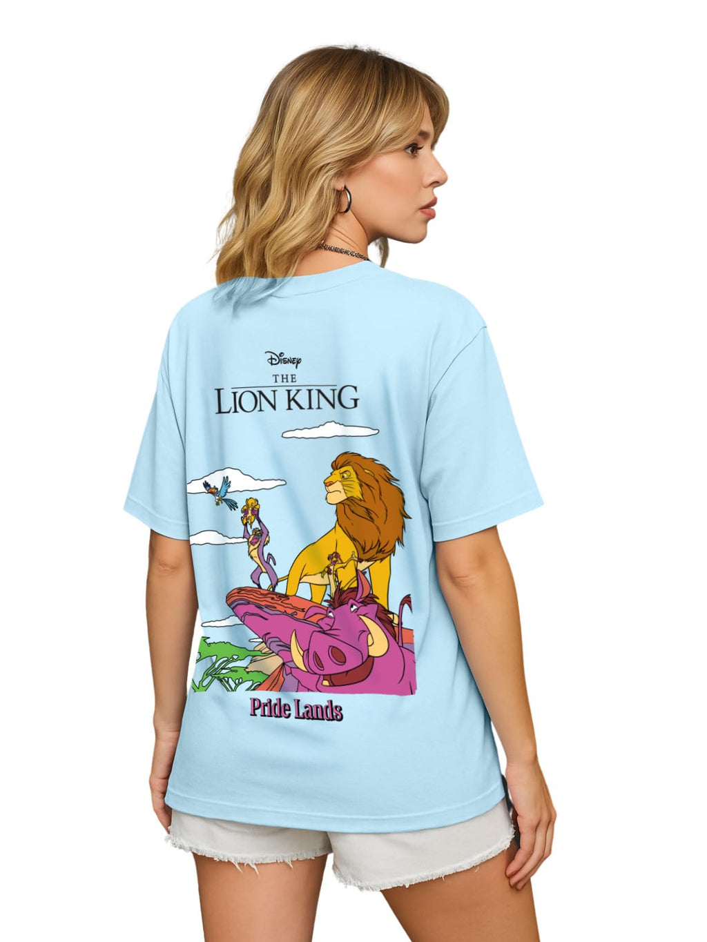 Juneberry 100% Pure Cotton Oversized Baggy Fit Official Disney Merchandise Cool & Goofy Graphic Printed T-Shirt For Women (Os_Ds