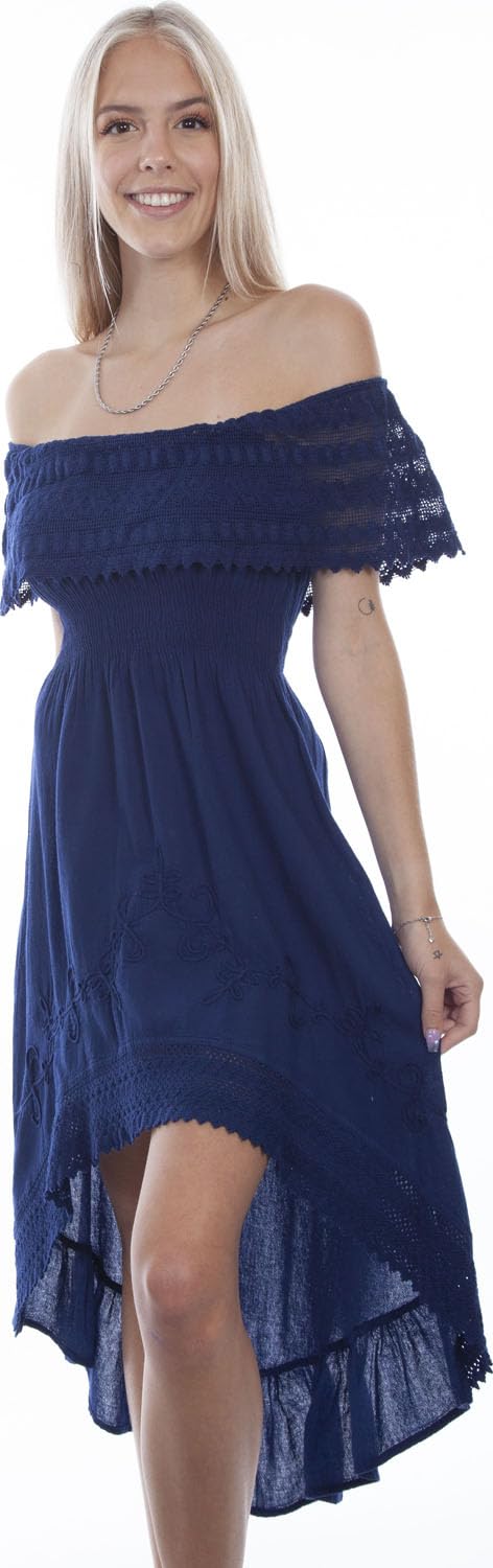 Scully Western Dress Womens Off Shoulder Hi-Lo XL Royal F0_PSL-266-New Condition