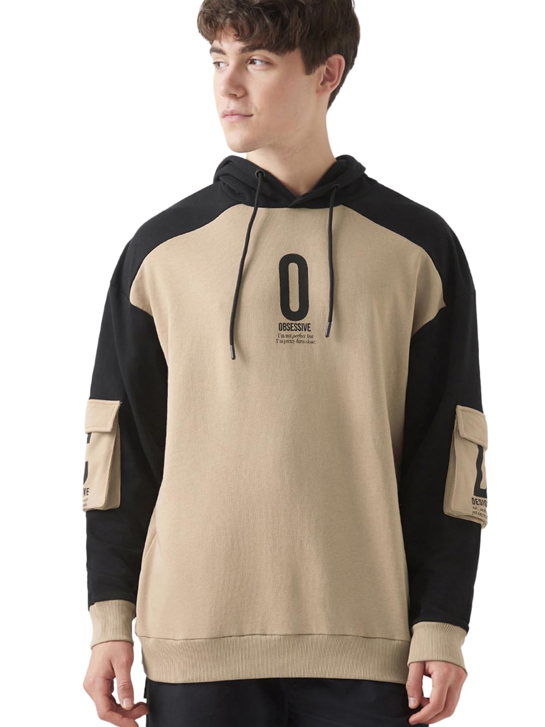 Bewakoof Mens Graphic Printed Oversized Fit Full Sleeve Hooded Poly Cotton Hoodies_644607_Brown_XL