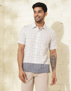 Fabindia Mens Checks Straight Fit Shirt (1035526OFFWHITE_Off White