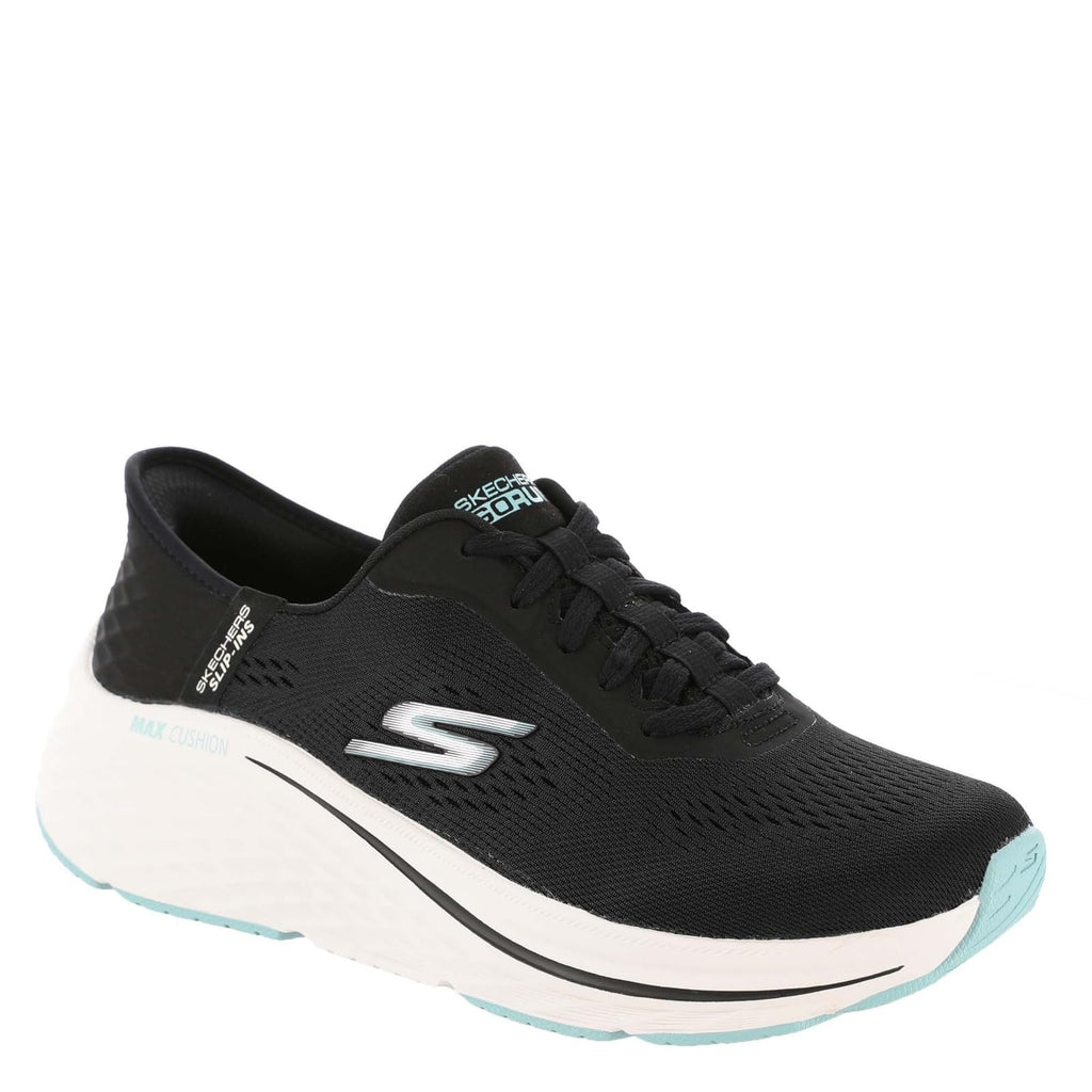 Skechers Women's Max Cushioning Elite 2.0 Vanish Hands Free Slip-Ins Sneaker, Black/Blue, 8.5