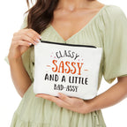 Funny Birthday Gifts for Her Him- Classy Sassy and Bad Assy- Best Friend Makeup Bag- Sister Brother Gifts Female Daughter Funny