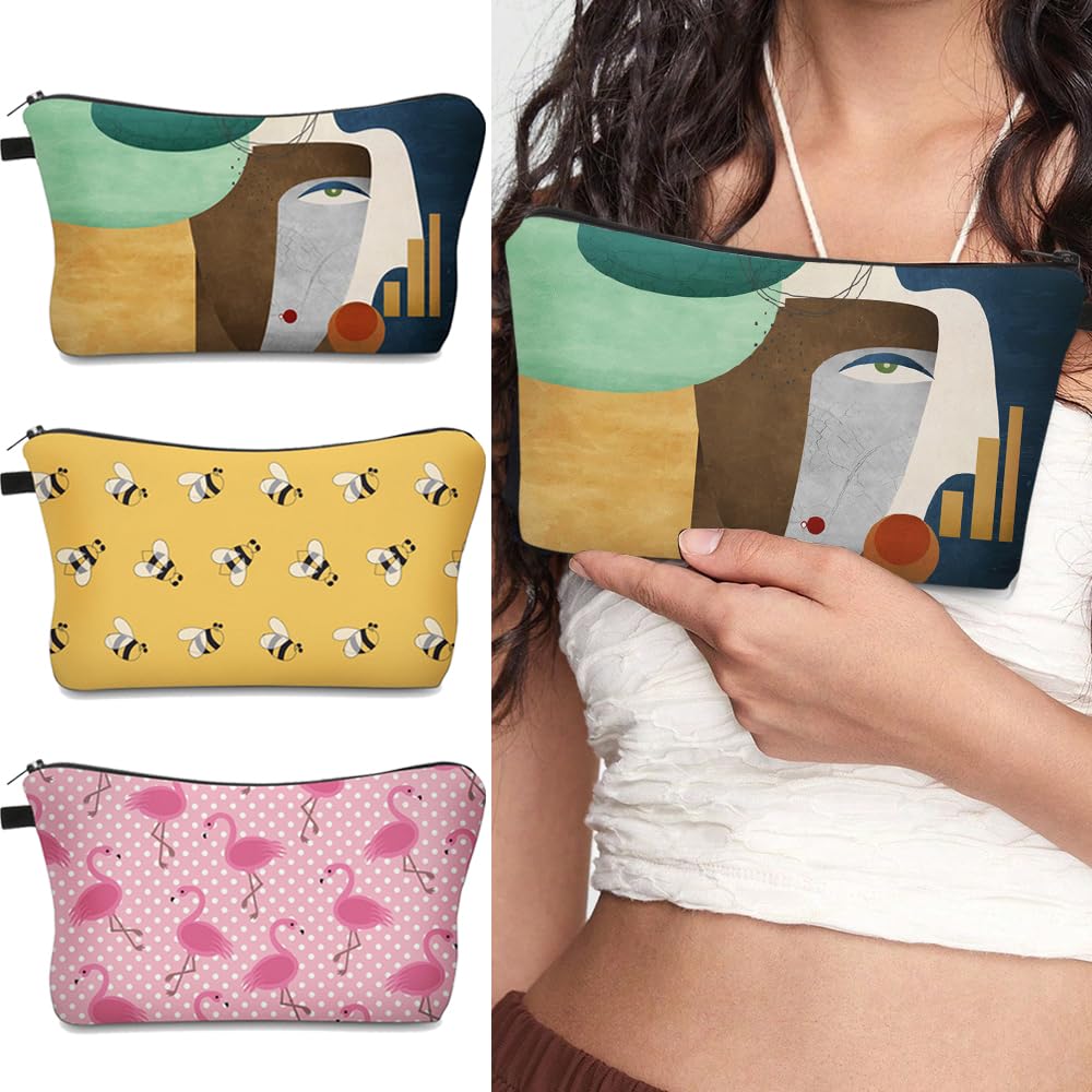 Deanfun Makeup Bag, 3pcs/set Super Funny 3D Printing Women Cosmetic Bag Multifunction Pencil Holder