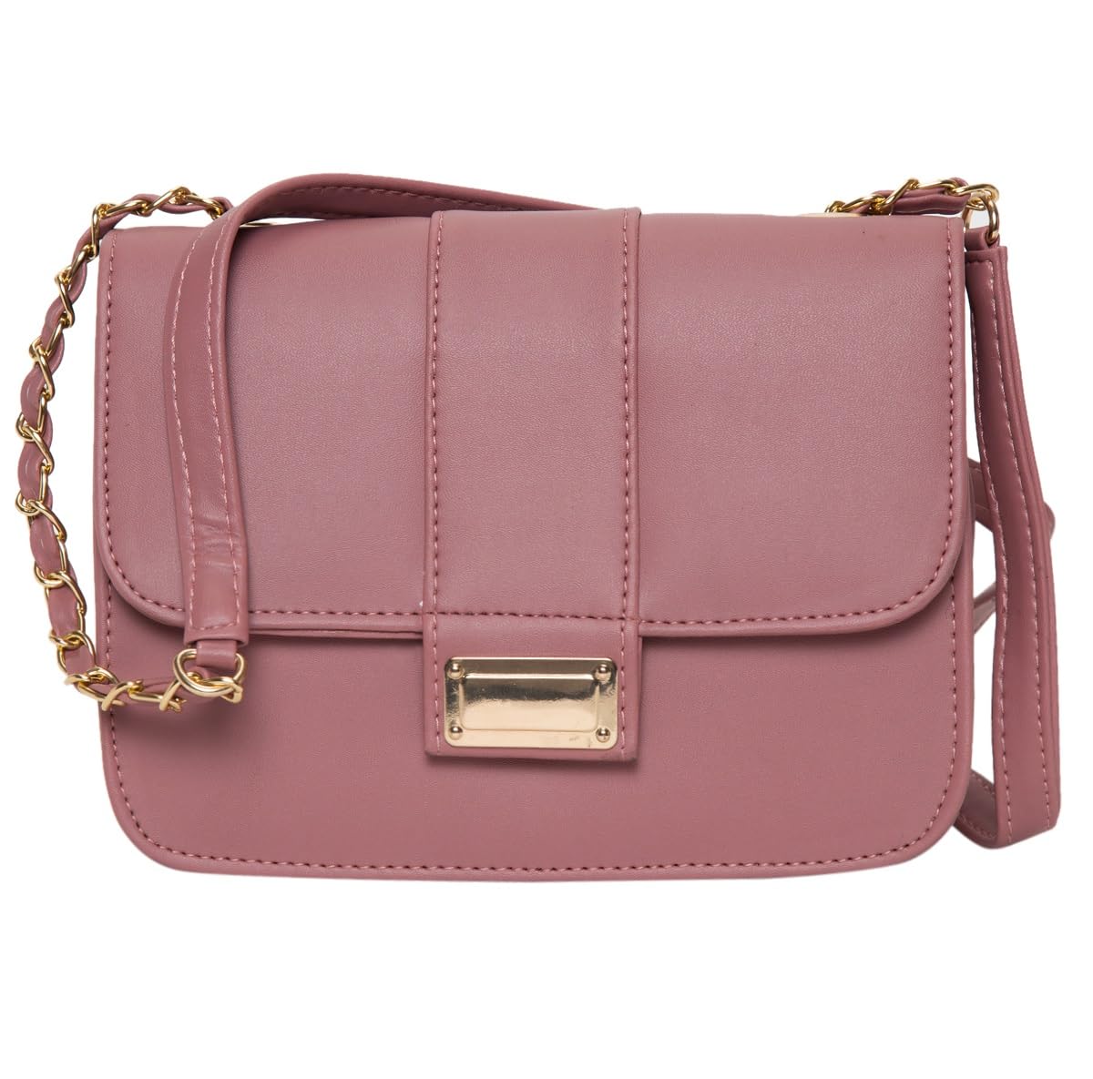 ADISA women girls party crossbody sling bag with gold chain (D. Pink)