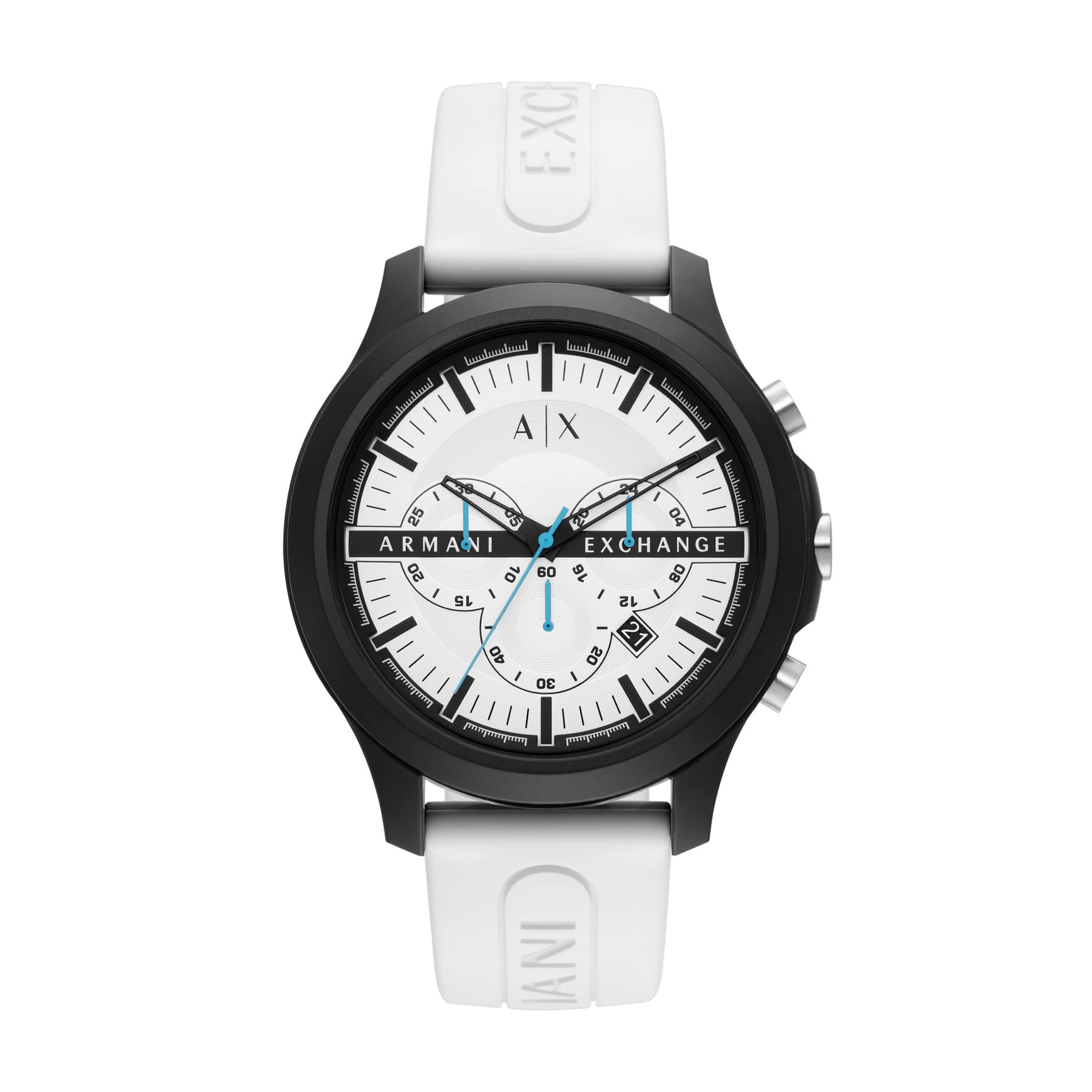 AX Armani Exchange Men's Chronograph White Silicone Band Watch (Model: AX2435)