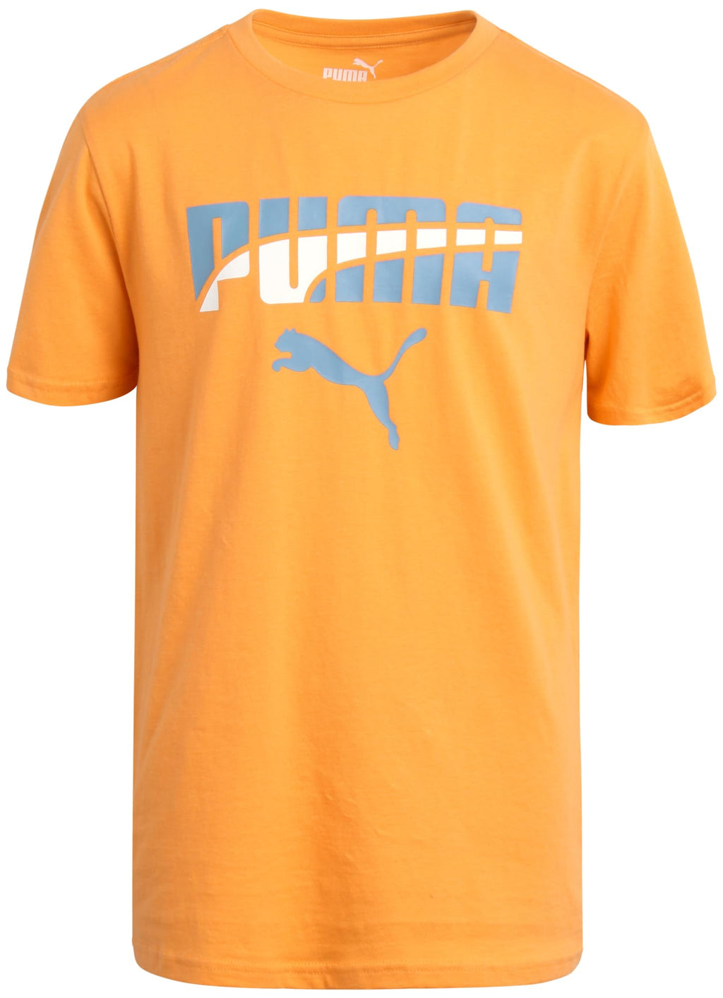 PUMA Boys' T-Shirt - Cat Logo T-Shirt for Boys - Athletic Crewneck Short Sleeve Tee (S-XL), Size Medium, Medium OrangeGrey