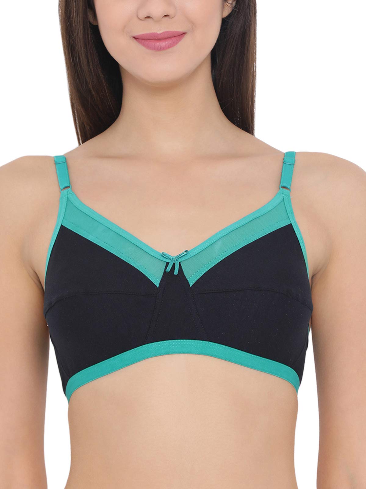 Clovia Womens Cotton Non-Padded Non-Wired Bra (BR1604R13_Black_40B)
