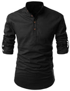 Finivo Fashion MenS Cotton Blend Solid Full Sleeve Short Kurta Shirt Black