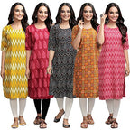 Pinkmint WomenS Crepe Digital Print Straight Kurta (329-337-373-333-328-L) [Pack Of 5]
