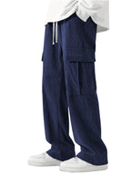 Greciilooks Cargo Joggers For Men  Cotton Loose Fit Utility Pants With 6 Pockets | Durable Outdoor & Hiking Trousers Blue