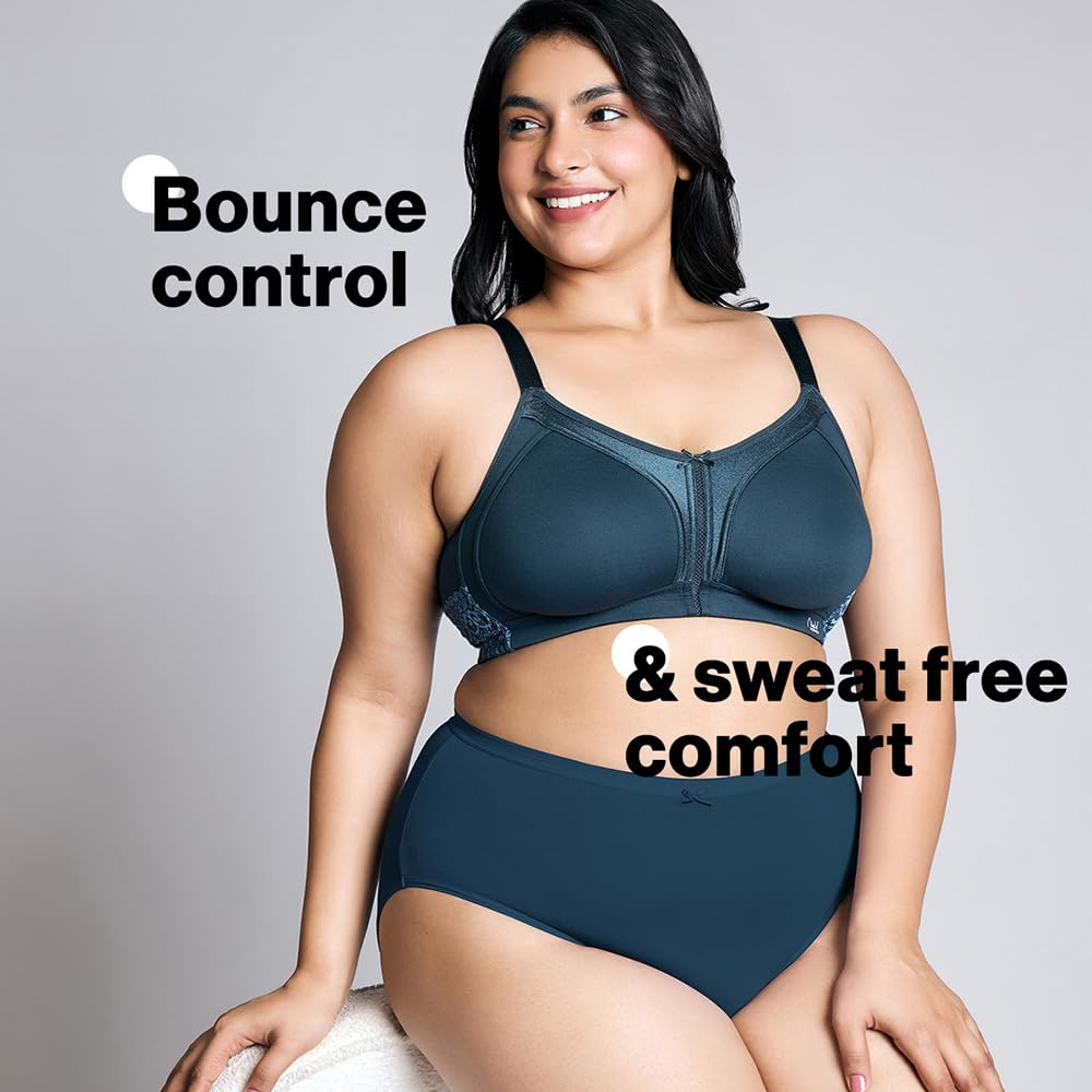 NYKD (NYB101 Cotton Non Padded & Non Wired Everyday Bra for Women | M-Frame Structure for Bounce Control with Full Coverage & Su