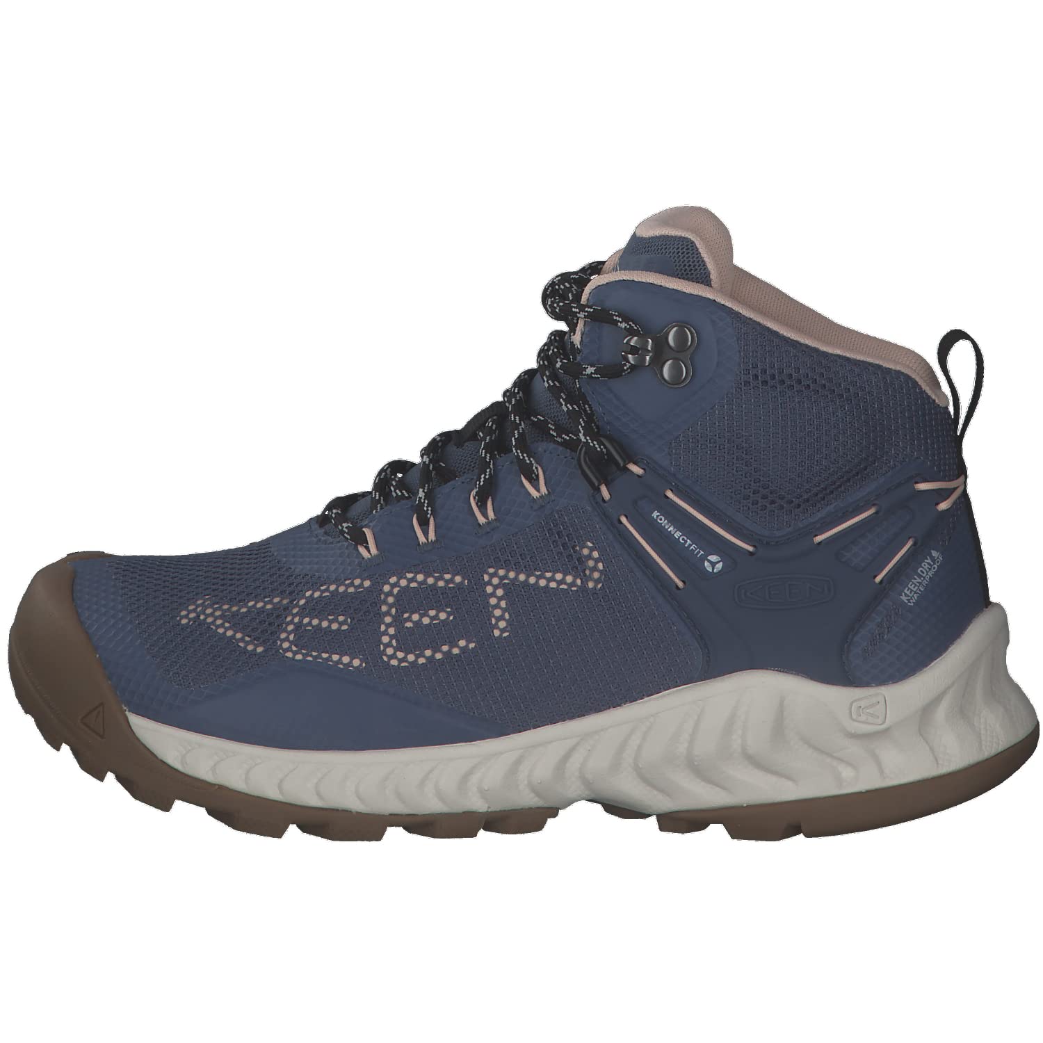 KEEN Women's NXIS Evo Mid Height Waterproof Fast Packing Hiking Boots, Vintage Indigo/Harbor Gray, 9