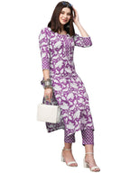 ANNI DESIGNER Womens Rayon Blend Printed Straight Kurta with Pant (Pustak Begani_S_Begani_Small)