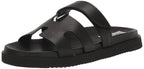 Steve Madden Women's Mayven Slide Sandal, Black Leather, 9.5