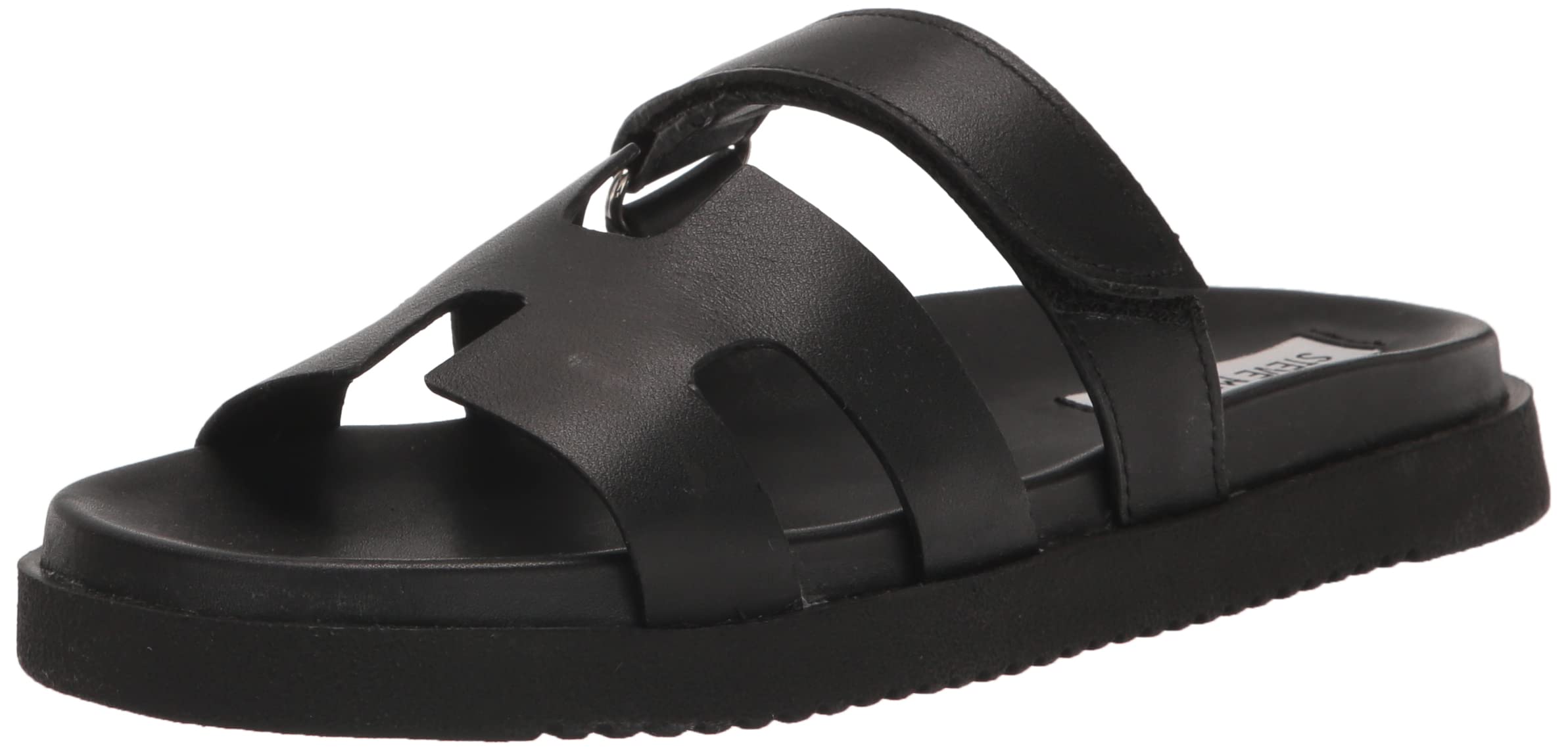 Steve Madden Women's Mayven Slide Sandal, Black Leather, 9.5
