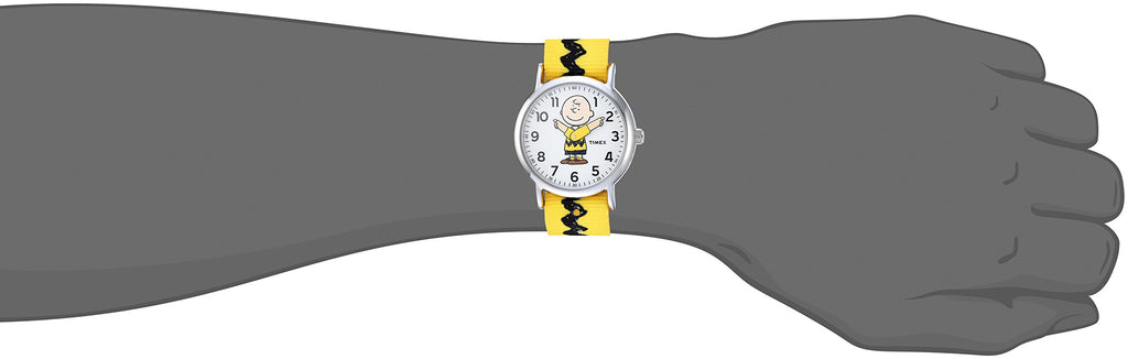 Timex Unisex TW2R41100 Weekender 38mm Peanuts Charlie Brown Nylon Slip-Thru Strap Watch