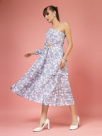Oomph! WomenS Crepe A-Line Midi Dress (Waist Cutout One Shoulder_Slate Grey