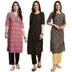Pinkmint WomenS Crepe Printed Kurta And Pant Set (Pack Of 3)
