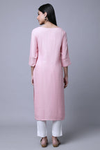Aurelia Womens Viscose Solid Regular Kurta (23FEA12231-702548_Pink