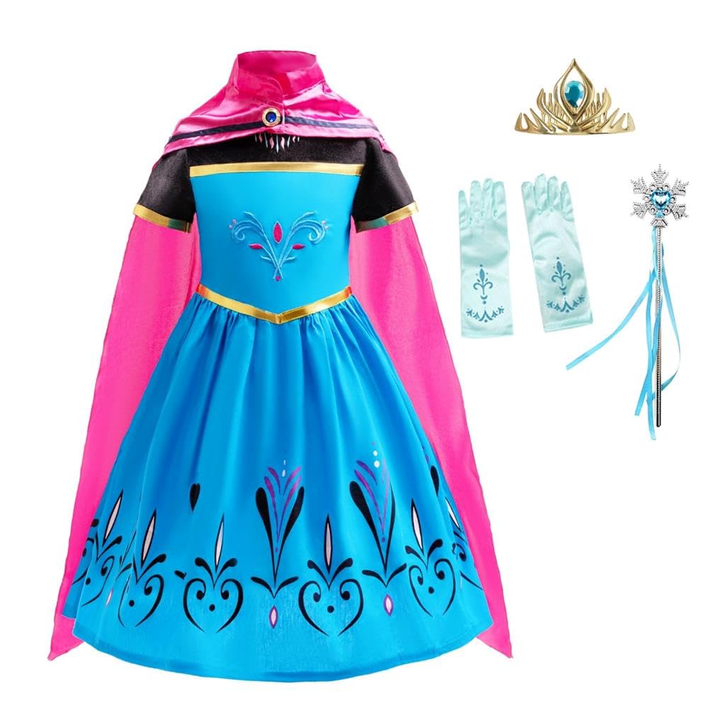Dressy Daisy Little Girls Ice Princess Coronation Dress Up Costume Halloween Christmas Party Outfit with Accessories Size 5-6