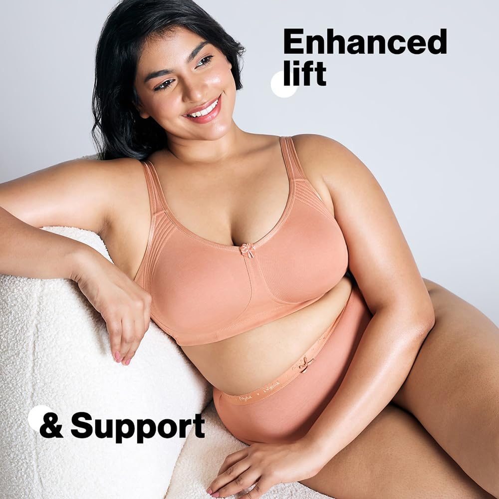 Nykd (Nyb169 Cotton Anti Microbial Non Padded & Non Wired Side Support Shaper Bra For Women | Full Coverage Bra With Detailed Co
