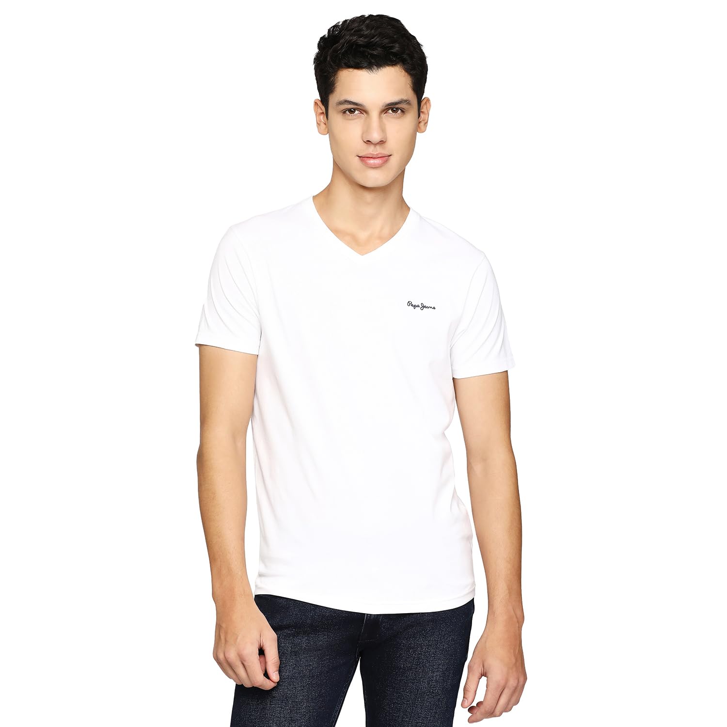 Pepe Jeans MenS Solid Slim Fit T-Shirt (Pm509199_White