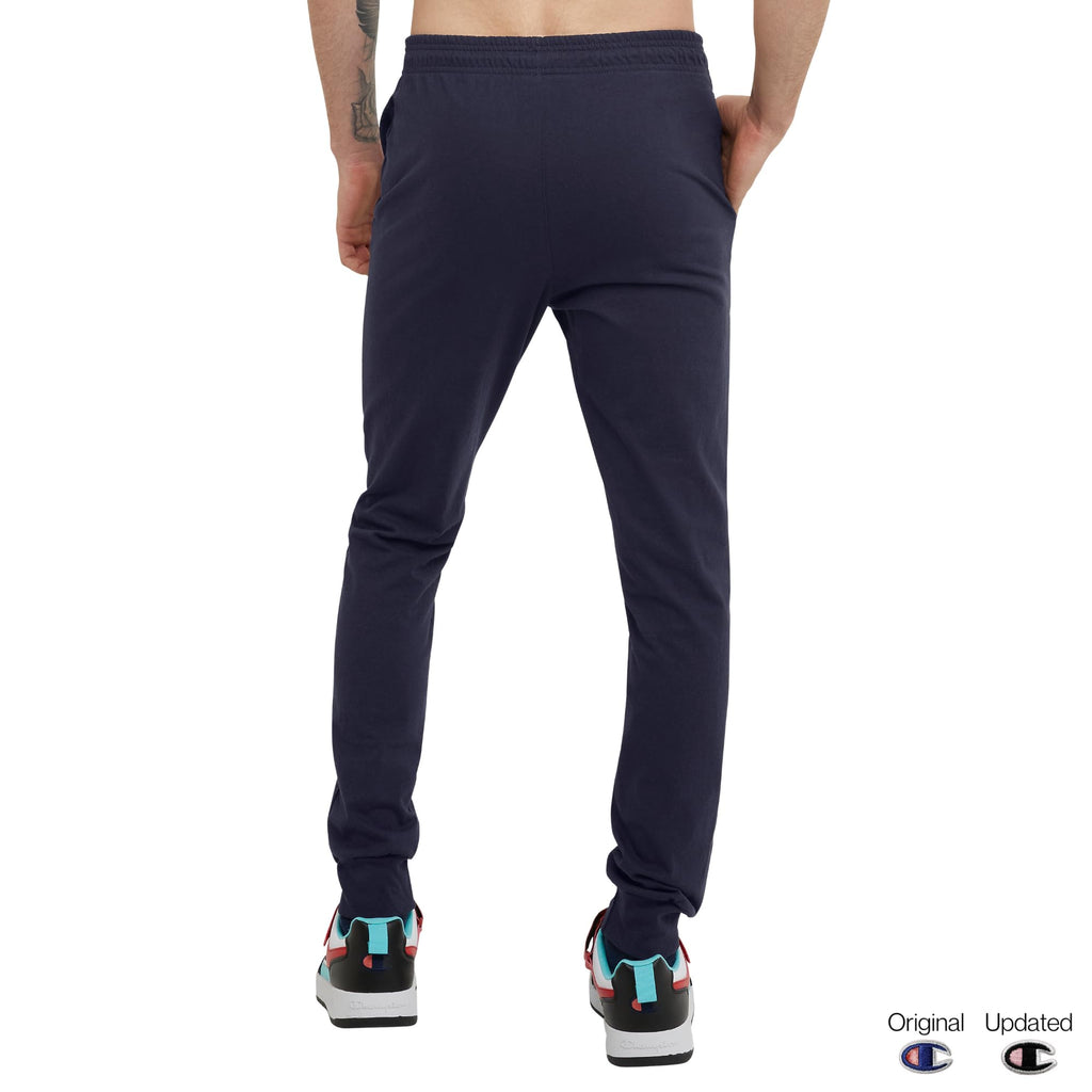 Champion Mens Joggers, Everyday Cotton, Lightweight Lounge Knit For Men, 31 Sweatpants, Navy C Patch Logo, Large US