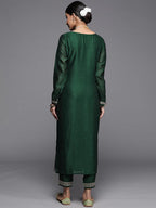 Libas WomenS Silk Yoke Design Straight Kurta (23515O_Green